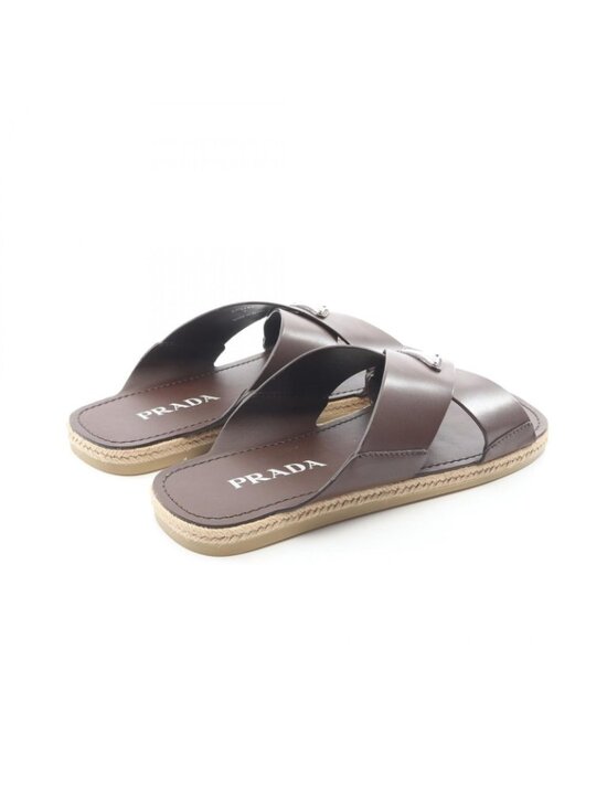 Prada Sandals Triangle Logo Criss Cross Leather main image 9